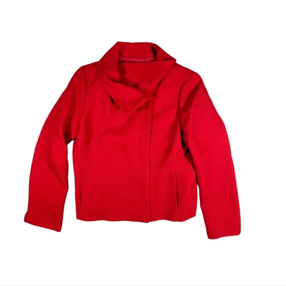 Talbots Red Wool Blend Zip Up Moto Jacket sz 12P - EUC!
